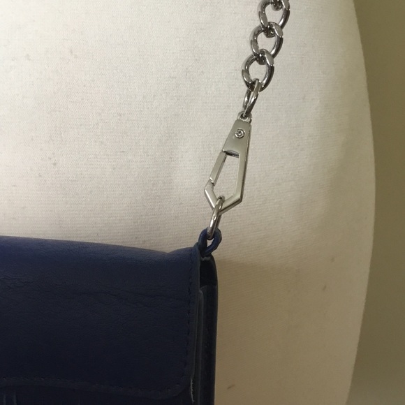 Rebecca Minkoff Blue Leather Fringe Case Mate Convertible Crossbody Bag Clutch - Picture 3 of 16